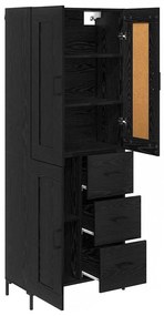 vidaXL Highboard με συρτάρι 2 pcs Μαύρη Οξυά Επεξεργασμένο ξύλο