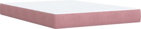 vidaXL Κρεβάτι Boxspring με Στρώμα Ροζ 160x200 εκ. Βελούδινο