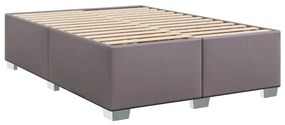 vidaXL Κρεβάτι Boxspring με Στρώμα Γκρι 140x190εκ. από Συνθετικό Δέρμα