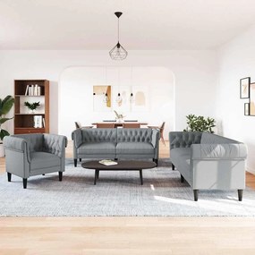 vidaXL Σετ Καναπέ 3 pcs Ανοιχτό γκρι ύφασμα