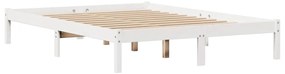 vidaXL Σκελετός Κρεβ. Χωρίς Στρώμα Λευκό 135x190 εκ Μασίφ Πεύκο