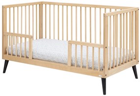 Βρεφικό Κρεβάτι Fay 70x140cm από μασίφ Οξιά Natural + Black ToiToiKids