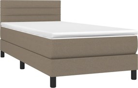 vidaXL Κρεβάτι Boxspring με Στρώμα &amp; LED Taupe 90x190 εκ. Υφασμάτινο