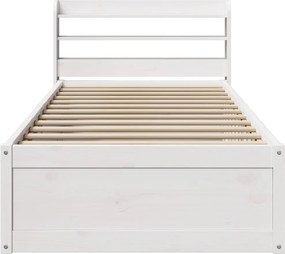 vidaXL Πλαίσιο Κρεβατιού με Κεφαλάρι Λευκό 90 x 190εκ. Μασίφ Πεύκο