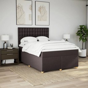 vidaXL Κρεβάτι Boxspring με Στρώμα Σκούρο Καφέ 160x200 εκ Υφασμάτινο