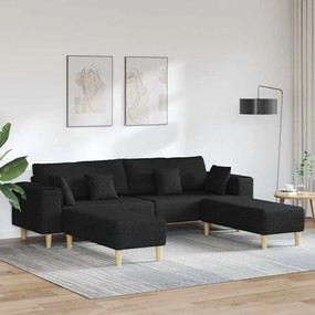 vidaXL Υφασμάτινος καναπές με μαξιλάρι 3 pcs Μαύρο 208 εκ. ύφασμα