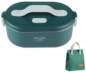 Ηλεκτρικό κουτί φαγητού Adler AD 4522, 45W, 0.8 l, Μέχρι 70C, Δοχείο από ανοξείδωτο ατσάλι, Θερμοσακούλα, Πράσινο