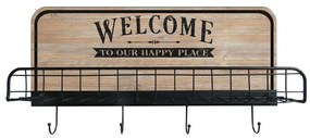 Κρεμάστρα Τοίχου Με Ράφι Welcome 125-222-355 60x12x31cm Natural-Black Metal,Wood
