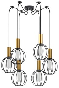 Φωτιστικό Οροφής Adept Tube 77-8625 55x55x300cm 6xE27 60W Black-Gold Homelighting