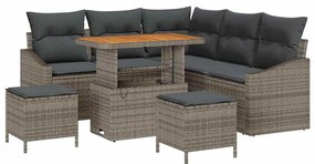 vidaXL Σετ Καναπέ Κήπου με μαξιλάρι 8 pcs Γκρι 90 x 55 x 71 cm
