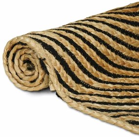 vidaXL Χαλί Φυσικό και Μαύρο 120 x 170 cm Γιούτα
