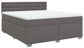 Κρεβάτι Boxspring με Στρώμα Γκρι 180x200 εκ. Συνθετικό Δέρμα - Γκρι