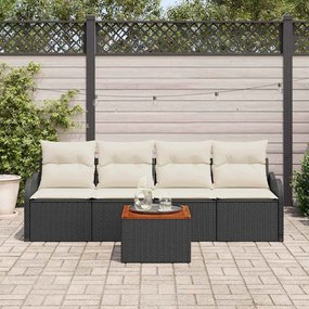 vidaXL Σετ Καναπέ Κήπου 5 pcs Μαύρο Πολυ ράταν
