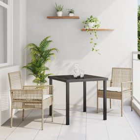 vidaXL Σετ Τραπεζαρίας 3 τεμαχίων με Μαξιλάρια Μπεζ Πολυ Ρατάν