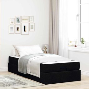 vidaXL Σκελετός Κρεβατιού με στρώμα Μαύρο 100 x 200 cm ύφασμα