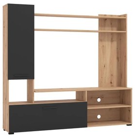 Wall Unit Braga Artisan Oak - Black 168x35x157 cm