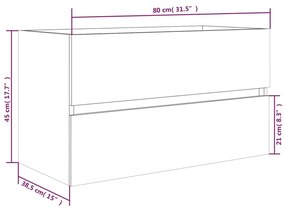 Ντουλάπι Νιπτήρα Γκρι Sonoma 80x38,5x45 εκ. Επεξεργασμένο Ξύλο - Γκρι