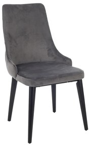 Artekko Ege Καρέκλα με Ξύλινο Μαύρο Σκελετό και Γκρι Βελούδο (52x65x93)cm
