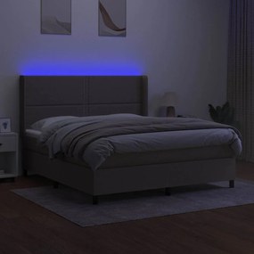 vidaXL LED Κρεβάτι με βάθρο με κεφαλάρι ύφασμα