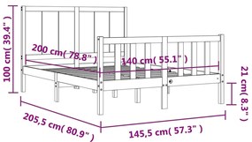 ΠΛΑΙΣΙΟ ΚΡΕΒΑΤΙΟΥ ΜΕ ΚΕΦΑΛΑΡΙ 140X200 ΕΚ. ΑΠΟ ΜΑΣΙΦ ΞΥΛΟ 3192621