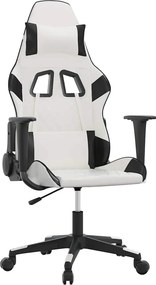 VidaXL Καρέκλα Gaming Μασάζ Λευκό/Μαύρο από Συνθετικό Δέρμα