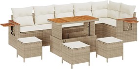 vidaXL Σετ Καναπέ Κήπου 10 pcs Μπεζ συνθετικό ρατάν