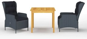 vidaXL Σετ Τραπεζαρίας Κήπου 3 Τεμαχίων Σκούρο Γκρι