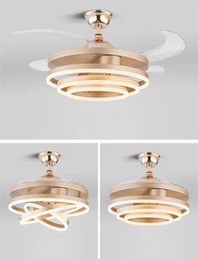 POWERTECH ανεμιστήρας οροφής HLL-0130 με LED φως, 72W, Φ106x50cm, χρυσός