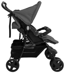 vidaXL Καρότσι Διδύμων Σκούρο Γκρι Ατσάλινο