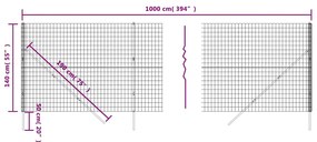 vidaXL Συρματόπλεγμα Περίφραξης Πράσινο 1,4x10 μ. Γαλβανισμένο Ατσάλι