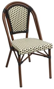 PARIS Καρέκλα Bistro Αλουμίνιο Καρυδί, Wicker Μπεζ - Καφέ, Στοιβαζόμενη  46x54x88cm Ε291,6