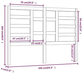 vidaXL Κεφαλάρι κρεβατιού Μαύρο 166x4x104 εκ. από Μασίφ Ξύλο Πεύκου