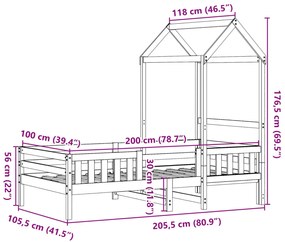 ΠΛΑΙΣΙΟ ΚΡΕΒΑΤΙΟΥ ΜΕ ΟΡΟΦΗ ΚΑΦΕ 100X200 ΕΚ. ΜΑΣΙΦ ΞΥΛΟ ΠΕΥΚΟΥ 3282158