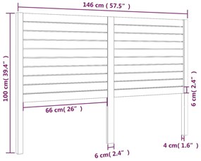 vidaXL Κεφαλάρι Κρεβατιού Λευκό 146 x 4 x 100 εκ. Μασίφ Ξύλο Πεύκου
