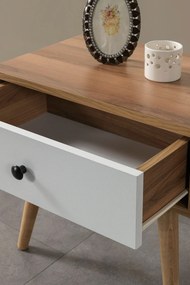 Κομοδίνο Καρυδί / Λευκό ROZOR 55x55x30
