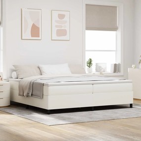 vidaXL Κρεβάτι πλατφόρμα Κρεμ 200 x 200 cm Υφασμάτινο Κορντουρά