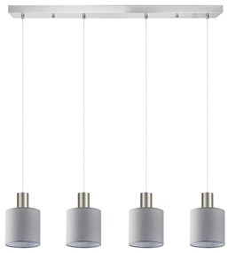 SE21-NM-4-4NM-SH2 ADEPT TUBE Nickel Matt Pendant Grey Fabric Shade+ HOMELIGHTING 77-8427