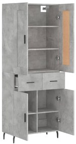 vidaXL Ντουλάπι Γκρι Σκυροδέματος 69,5x34x180 εκ. Επεξεργασμένο Ξύλο