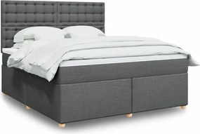 vidaXL Κρεβάτι Boxspring με Στρώμα Σκούρο Γκρι 180x200 εκ Υφασμάτιν