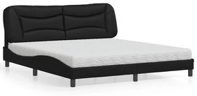 vidaXL Κρεβάτι με Στρώμα Μαύρο 180x200 εκ. από Συνθετικό δέρμα
