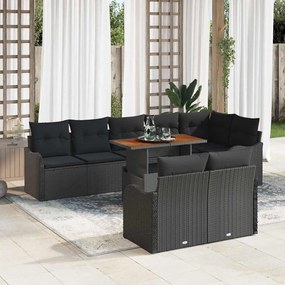 vidaXL Σετ Καναπέ Κήπου με μαξιλάρι 9 pcs Μαύρο