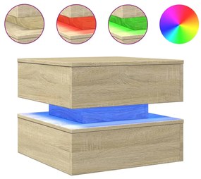 vidaXL Τραπεζάκι Σαλονιού με LED Sonoma Δρυς 50x50x40 εκ.