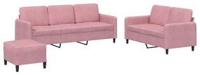 vidaXL Σαλόνι Σετ 3 Τεμαχίων Ροζ από Βελούδο