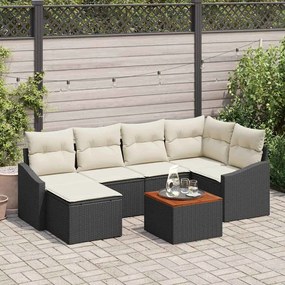 vidaXL Σετ Καναπέ Κήπου με μαξιλάρι 7 pcs Μαύρο Πολυ ράταν