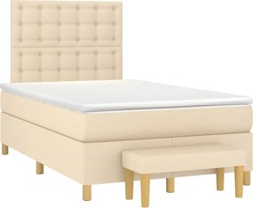 vidaXL Κρεβάτι Boxspring με Στρώμα Κρεμ 120x200 εκ. Υφασμάτινο