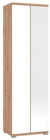 Hallway Unit with Mirror Tenerife P2 OG Artisan Oak - White Painted Glass 58x40x193 cm