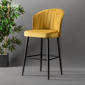 Σκαμπό Μπαρ 2τμχ Κίτρινο / Μαύρο RUBI 52x42x97