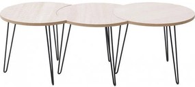 Click Τραπεζάκι Σετ Των 3 Από MDF 107x36x45cm Φυσικό Μπεζ-Μαύρο 6-50-094-0001