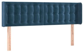 Κεφαλάρι Κρεβατιού LED Σκούρο Μπλε 147x16x78/88 εκ. Βελούδινο - Μπλε