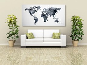 Εικόνα σε πολυγωνικό παγκόσμιο χάρτη από φελλό σε ασπρόμαυρο σχέδιο - 120x60  peg